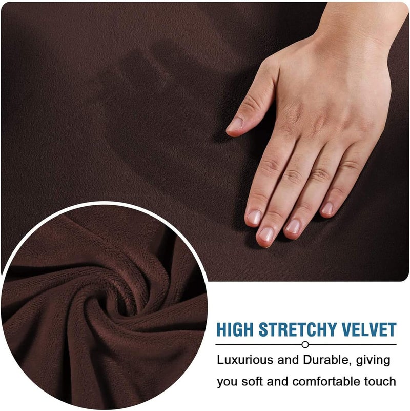 GOWT Velvet Plush Office Desk Chair Cover - Cat Proof Stretchable Elastic Comfy Protector for Ergonomic Office Chair with Wheels and Armrests, Fits Mesh and Executive Office Chairs,Removable,Coffee,XL - Image 3